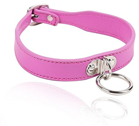 Boowhol Damen Herren Halsbänder Rolle Sklavenkragen Spielen SM Bondage Punk Stil Sex kette Mit Glocke Ring Verstellbar (Pink)