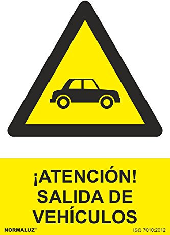 Normaluz RD36676 - Señal Adhesiva ¡Atención! Salida De Vehículos Adhesivo de Vinilo 10x15 cm con CTE, RIPCI
