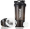 VENNERLI Protein Shaker Bottle with Storage Mixing Ball 100% BPA Free Leak Proof Smoothies Nutrition Shaker Cups Strong Durable Sports Gym Diet Fitness (Black)