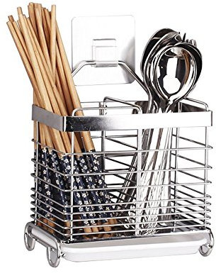 Estante de secado colgante de acero inoxidable para palillos/cuchara/tenedor/cuchillo, cesta de drenaje vajilla de almacenamiento escurridor