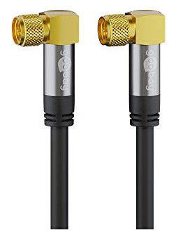 Goobay 70567 1m Satellitenkabel mit 90 Grad gewinkelten F-Stecker für DVB-S Receiver, 75 Ohm, Kabelinternet Modem, Router Schwarz