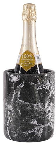 Radicaln WZ-03 Refroidisseur à vin ou champagne en marbre Vérone, 14 x 16,5 cm, fait main - Grand porte-boissons rafraîchissant - Pour ustensiles, papeterie et comme décoration de bar (Black Zebra)
