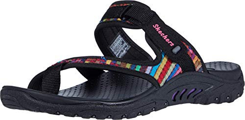 Skechers Damen Reggae Mad Swag Zehentrenner Gewebte Sandale, Schwarz, 40 EU