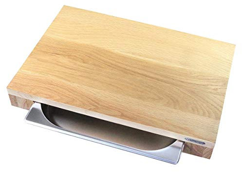 440s CONTINENTA Planche à découper avec tiroir en Acier Inoxydable Chêne 48 x 32,5 x 6 cm CON-04111000 4017167411101