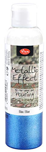 Viva Decor VivaDecor Metallic Effekt Pouring Farbe 120 ml Glänzend Wasserbasis Made in Germany Anwendbar auf Leinwand Ganzjährig Pouringfarbe Blau
