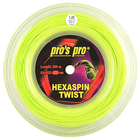 Spro Pro's PRO Hexaspin Twist Corda per Racchetta da Tennis - 200m Bobina - 1.20mm - Lime