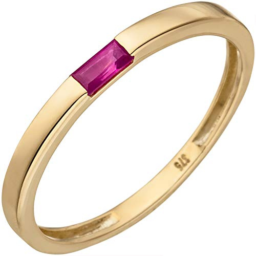Jobo Damen-Ring schmal aus 9 Karat 375 Gold mit 1 Rubin Größe 58