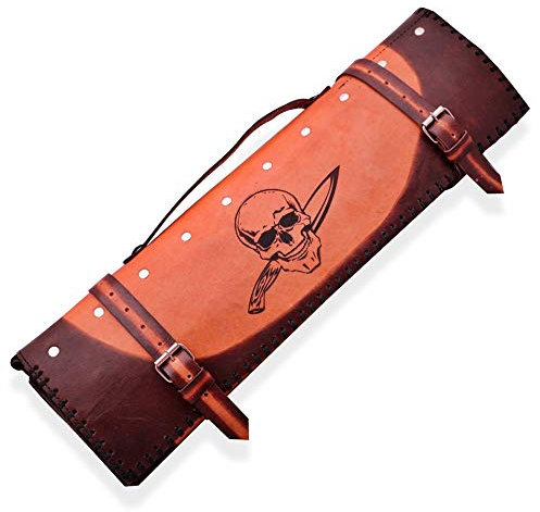 DELLINGER Skull Professionel - Cuchillo de Piel con Funda
