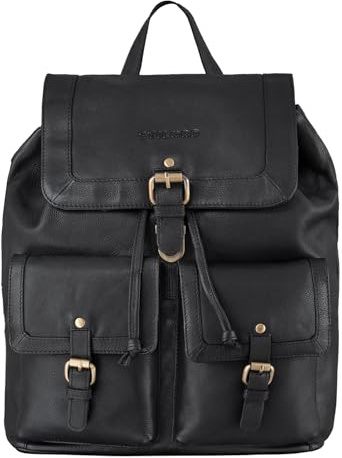 STILORD Nora Großer Lederrucksack Vintage Hochwertiger Daypack 13.3 Zoll Rucksack-Handtasche für Schule Office Uni Freizeit Büro Echtes Leder für Damen und Herren Farbe:schwarz