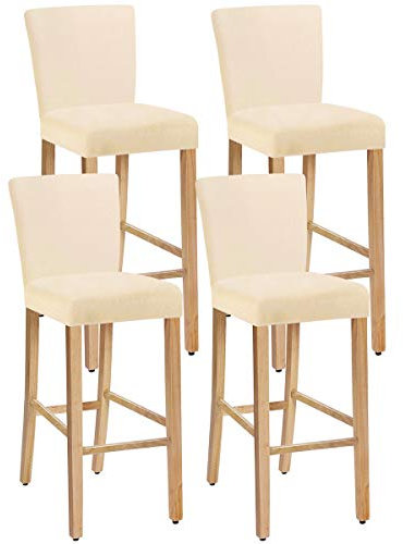 SHILV. HOME Stretch Abnehmbare Waschbare Esszimmerstuhlbezüge, Barhockerbezüge, Barhocker Stuhlbezüge Pub Counter Sitzbezug (Sahne,Set of 4)