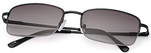 Damen Herren Voll getönt Lesebrille Gläsern mit Federscharniere in Sonnenschützt Gläsern Sonnen-Leser UV400 Schutz Blaulichtfilter Brille Fahrsicherheitsbrillen Lese Sonnenbrille - Keine Bifokale