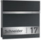 AlbersDesign - Personalisierter Design-Briefkasten individuell mit Ihrem Namen/in anthrazit (RAL7016) / mit Edelstahl-Schild