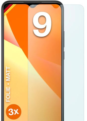moex FlexProtect matte Schutzfolie für Redmi 9 Displayschutz Folie matt gegen Reflexionen, Anti Reflex Handyfolie mit Sonnenschutz, Kompatibel mit jeder Handyhülle, 3 Stück