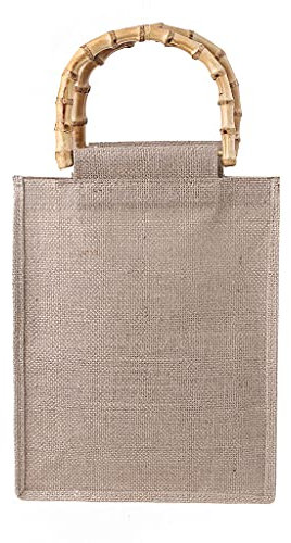Sacchetti regalo in juta, borsa della spesa in juta portatile sconosciuta Borsa a mano in bambù Manici in tessuto riutilizzabili Borse per la spesa per le donne Borse in tela di iuta per ragazze
