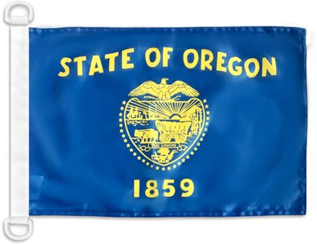 AZ FLAG Bootsflagge Oregon 45x30 cm, Aussenverwendung - Bundesstaat Oregon Bootsfahne Aus Gestricktem Polyester Mit Plastikringen