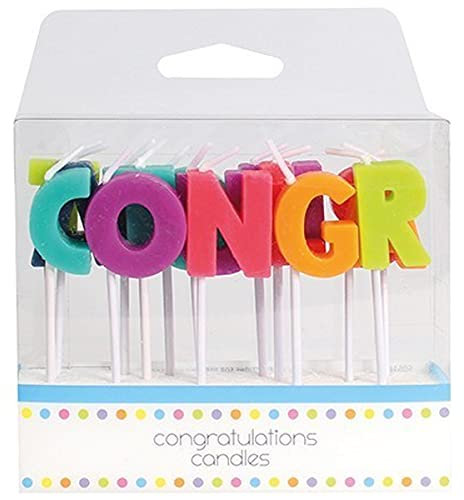 Culpitt Congratulations Cake Candles, Congratulations Cake Decorations - Pack of 15 Cake Candles,Assorted,Congratulation