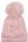 styleBREAKER Damen Feinstrick Bommelmütze mit Zopfmuster, Kunstfell Bommel Mütze, gefütterte Winter Strickmütze 04024100, Farbe:Rose