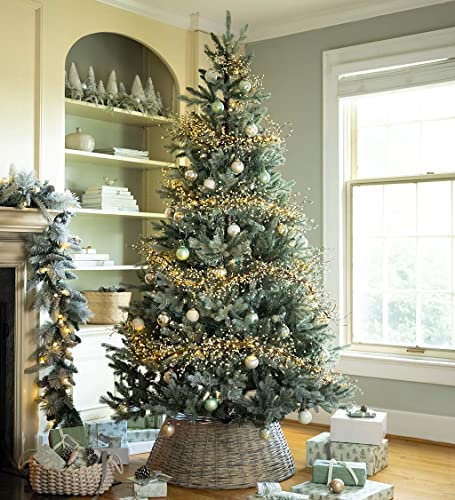 Christmas Tree Base Skirt Ring Xmas Willow Wicker Stand Cover Grey 57cm