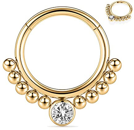 AROWRO 16G Septum Nase Daith Ring Septum Daith Schmuck Septum Hoop Daith Septum Piercings Septum Daith Piercing Schmuck Septum Clicker Edelstahl 8mm Knorpel Daith Helix Ohrringe Gold