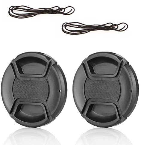 KOMUNJ Lot de 2 bouchons d'objectif pour appareil photo reflex numérique 55 mm - Noir