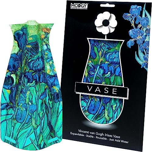 MODGY Erweiterbare Blumenvase, Kunststoff, dekorative, moderne Vasen für Blumen, Tafelaufsätze, Esstisch, Dekoration, Wohnzimmer, Badezimmer, Hochzeit, Büro, Van Gogh Irises