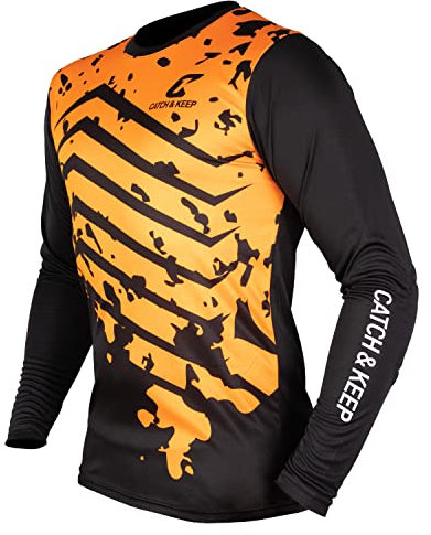 CATCH & KEEP Torwarttrikot Orange Protection I Torwarttrikot Herren & Damen I Torwarttrikot Kinder mit Polsterungen an den Ellbogen I Atmungsaktives Material I Gr. XL
