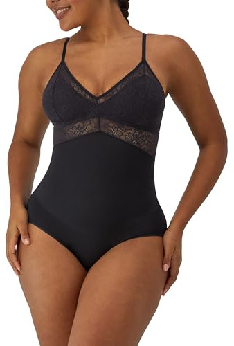 Maidenform Women's, Tame Lace, Firm Tummy Control, Wireless Shapewear Bodysuit, Black, XL