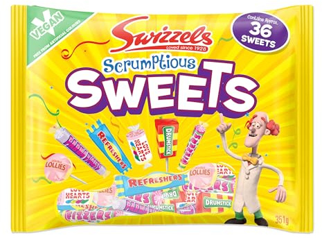 Swizzels Scrumptious Mixed Bag – A Large Selection of Mouthwatering Chewy Sweets and Lollipops, Vegan Friendly (1x 351g)