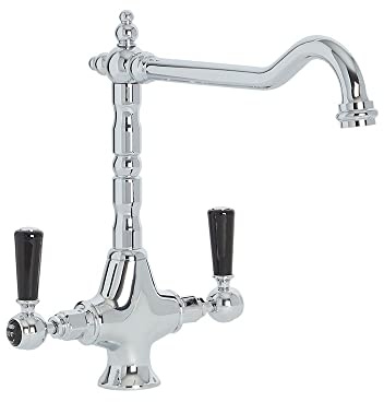 Milano Elizabeth Lever Handle Kitchen Sink Mixer Tap Swivel Spout - Chrome Black
