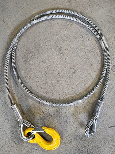 ALFA LOGISTIK® Ståltråd, Stålvajer med krok (8 mm – 16 mm), stålvajer med krokar, rep med fingerborgar, anslagsrep, skogsrep (1–30 m) (10 mm 15 m)
