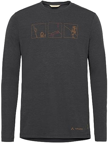 VAUDE Herren Baselayer Rosemoor Ls T-Shirt III, leicht und trotzdem angenehm wärmend, plegeleicht und schnelltrocknend, Black/silt Brown, XL