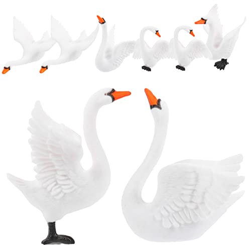 OFFSCH 8 Stücke Lifelike Schwan Skulpturen Schwan Modelle für Mikrolandschaftsornamente Perfekte Dekoration für Garten und Sammlerstück