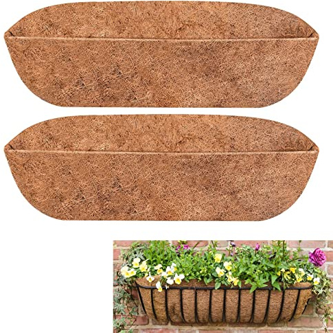 2PCS Trough Coco Replacement Liners,24/30/36/48 Inch Wall-mounted Coco Liner Trough,Coco Liner for Window Box & Hanging Trough Planters (48 Inch-2PCS)