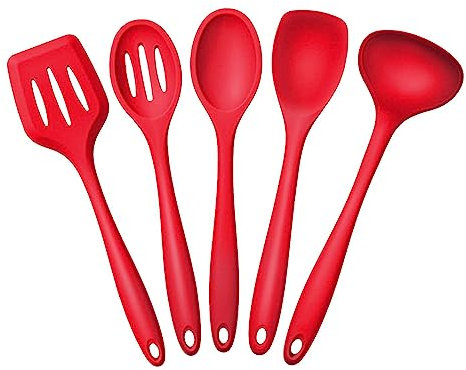 Joyoldelf 5 Piece Premium Silicone Kitchen Baking Set - Spatulas, Spoons & Turner - Heat Resistant Cooking Utensil