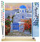 Figured'Art Peinture par Numéro Adulte Petit Village Grec - Activité Manuelle Kit de Loisir Créatif DIY Numéro d'Art Complet - 40x50cm avec châssis en bois à monter