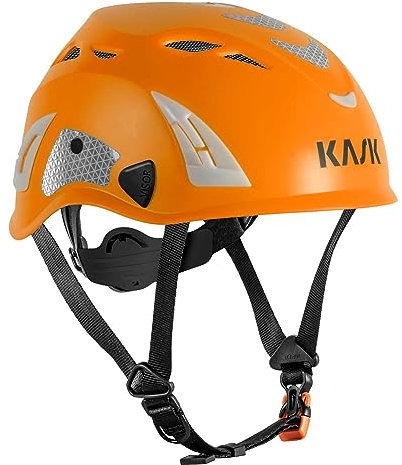 KASK Schutzhelm Superplasma HI VIZ - Arbeitsschutzhelm, Drehrad, Reflexstreifen, EN 397, Farbe:orange