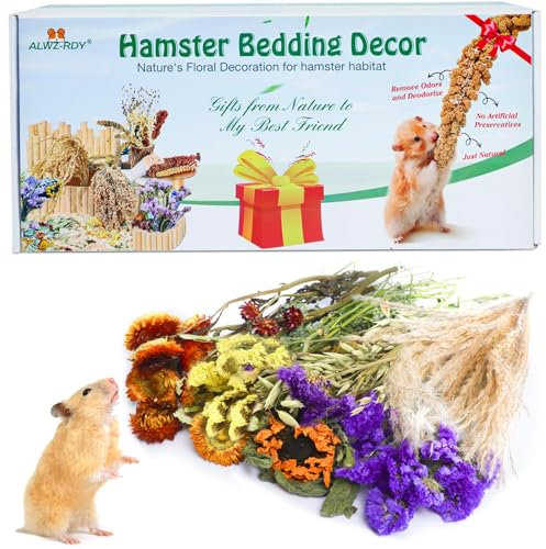 Natürliche Hamstereinstreu, Hamsterkräuter Blumen für Hamsterkäfig Gehege Lebensraum Dekor Hamstersprays für Zwerg Syrische Meerschweinchen Hamster Rennmäuse Degus oder andere Kleintiere