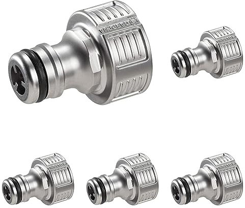 Gardena Raccordement au robinet d'eau, Argent, 21 mm (G 1/2) (Lot de 5)