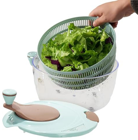 COOBAA Essiccatore per verdure, centrifuga per frutta a doppio strato con fori di drenaggio a doppia uscita | da cucina di qualità alimentare, centrifuga per insalata veloce grande per la