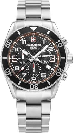 Swiss Alpine Military Herren Uhr Chronograph Analog Quarz 7029.9136SAM Edelstahl