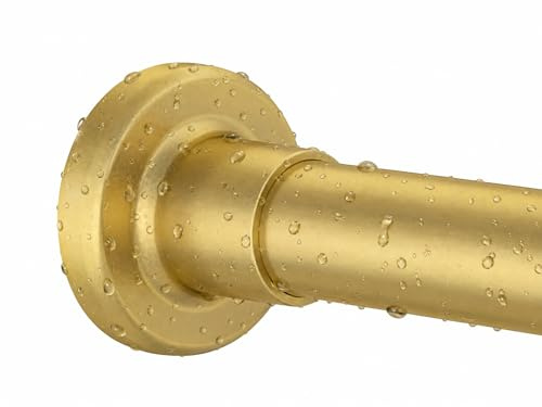 Duschvorhangstange, verstellbar, 81,3 cm - 236,2 cm, Spannung, Duschvorhangstange, ohne Bohren, Edelstahl, rostfrei, für Wohnmobil, Badezimmer, Duschkabine, Wohnung, Gold