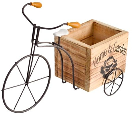 Colcolo Fahrrad-Blumentopf, Holz-Blumentopf, Fahrrad-Pflanzgefäß, dekorativer Blumenbehälter für Terrasse, Balkon, Regal, Hofdekoration, Holzfarbe