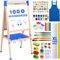 Chevalet Peinture pour Enfants 3 en 1 - Set 100+ Accessoires, Tableau Enfant Double Face avec Noir Magnétique, Chevalet Pour Enfant, Tableau Blanc Magnetique Enfant Sur Pied en Bois 3-4 4-8 9-12 ans