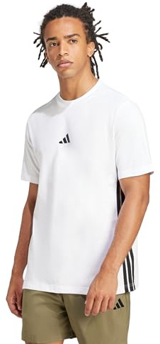 adidas Herren Essential Three Stripes Single Jersey Shirt, White/Black, XXL