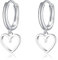 Reffeer Massive 925 Sterling Silber Herz Tropfen Creolen für Frauen - Herz Creolen Huggie Drop Ohrringe (A-Silber)