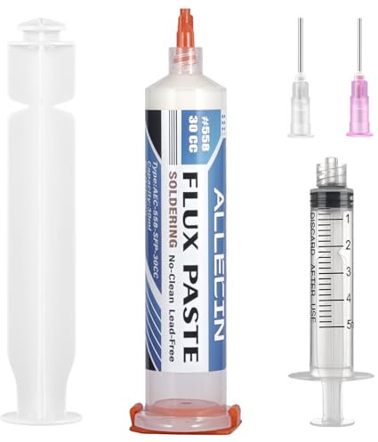 ALLECIN Flussante Senza Piombo 30mL No Clean Solder Flux Paste 30CC Flussanti per Saldatura Flusso per Pasta Saldante alla Colofonia AEC-558 con Siringa per PCB SMD BGA (Confezione da 1 pezzo)