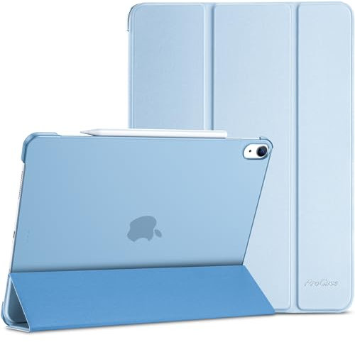 ProCase Hülle für iPad Air 13 Zoll (M3/M2 2025/2024), Dreifache Schutzhülle Case für 13 iPad Air M3 2025/ M2 2024, Dünn Leicht Smart Cover mit Translucent Frosted Rückhülle -Blau