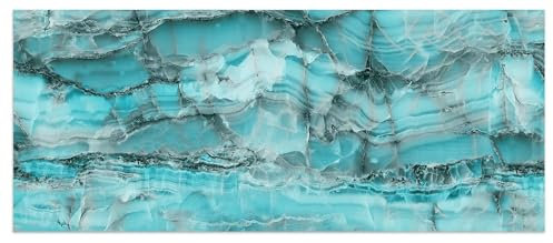 wandmotiv24 Leinwandbild hellblauer Marmor, Gestein, Blau, Stein 120x50cm (BxH) M1094