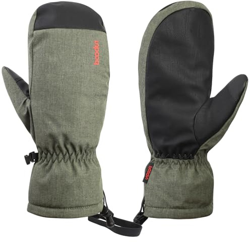 QKURT Muffole da Sci,Guanti da Snowboard Impermeabile Muffole per Uomini Donne