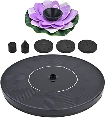 Lotus Solarbrunnen für den Außenbereich, 4 Düsen, schwimmender Mini-Solar-Teichbrunnen, Solar-Teichpumpe, Solar-Schwimmbrunnen, Teichwasserbrunnen für Teich, Pool, im Freien (Lotus 3)